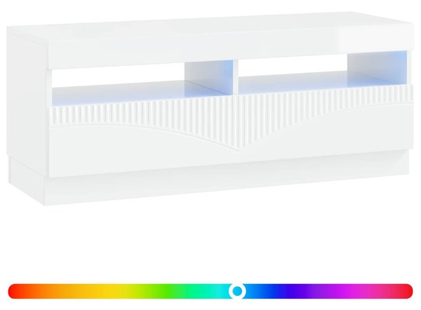 LED TV szekrény Magasfényű Fehér Szerelt Fa