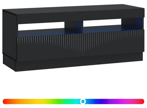 LED TV szekrény Fekete Szerelt Fa