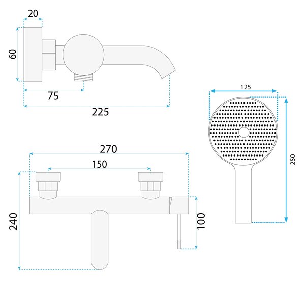 Fürdőkád csaptelep Rivo Brush Nickel