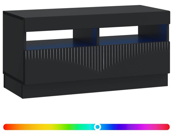 LED TV szekrény Fekete Szerelt Fa
