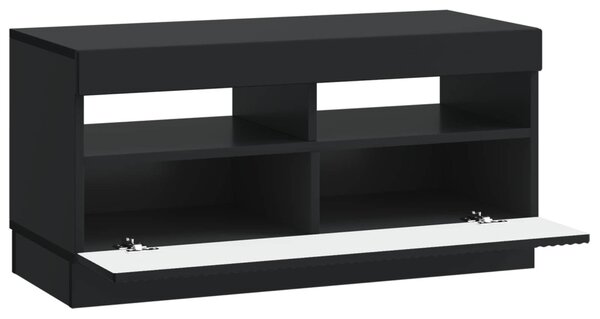LED TV szekrény Fekete Szerelt Fa