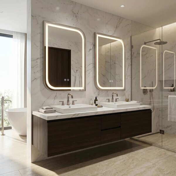 LED Tükör ZONE 70x50 BRUSH NICKEL