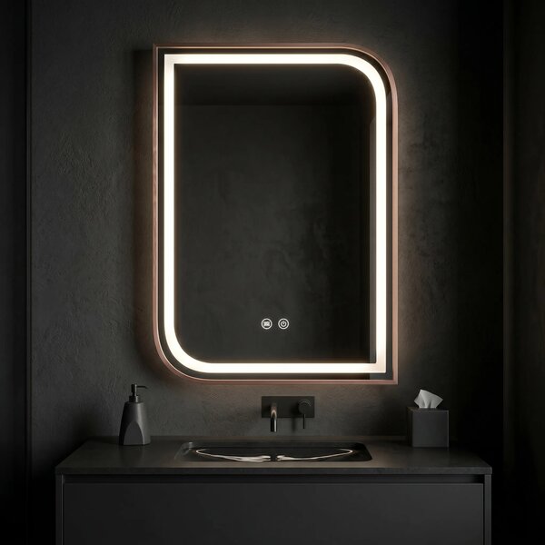 LED Tükör ZONE 80x60 BRUSH ROSE GOLD