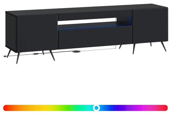 LED TV szekrény Fekete Szerelt Fa