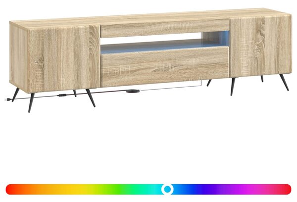 LED TV szekrény Sonoma Tölgy Szerelt Fa