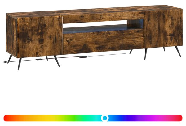 LED TV szekrény Füstös Tölgy Szerelt Fa
