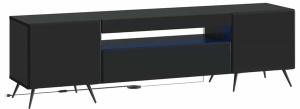 LED TV szekrény Fekete Szerelt Fa