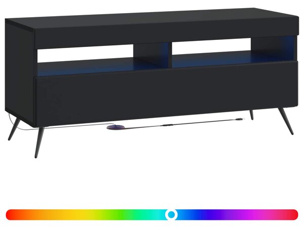 LED TV szekrény Fekete Szerelt Fa