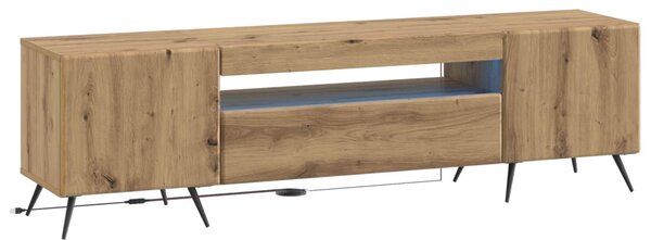 LED TV szekrény Kézműves Tölgy Szerelt Fa