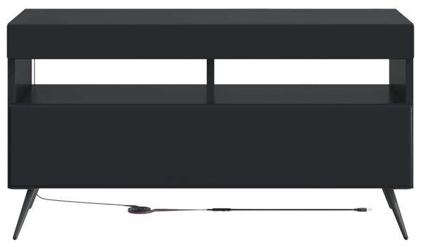 LED TV szekrény Fekete Szerelt Fa