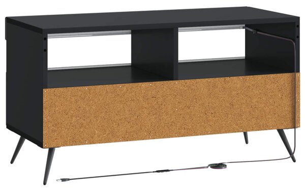 LED TV szekrény Fekete Szerelt Fa