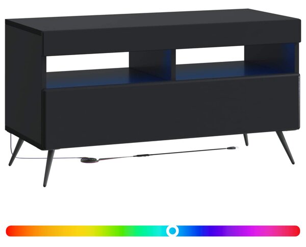 LED TV szekrény Fekete Szerelt Fa