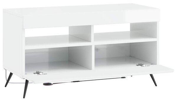 LED TV szekrény BREDA Magasfényű Fehér Szerelt Fa