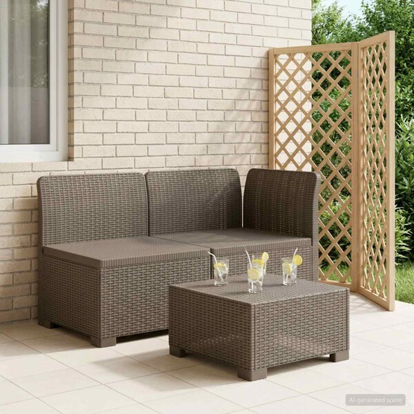 2-Fős Kerti Kanapé Rattan Hatás PP Világosszürke