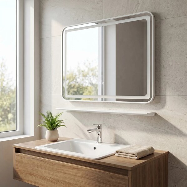 LED fali tükör polccal 80x60 cm L-8060