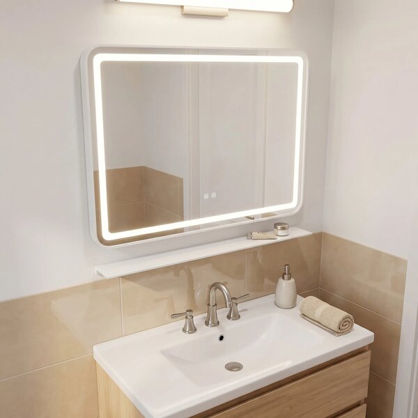 LED fali tükör polccal 80x60 cm L-8060
