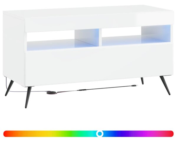 LED TV szekrény BREDA Magasfényű Fehér Szerelt Fa