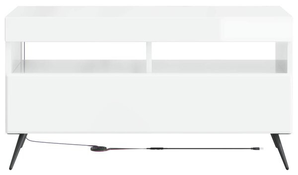 LED TV szekrény BREDA Magasfényű Fehér Szerelt Fa