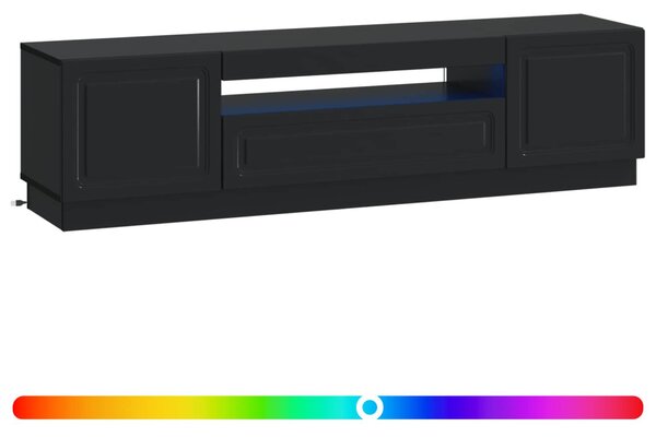 LED TV szekrény Fekete Szerelt Fa