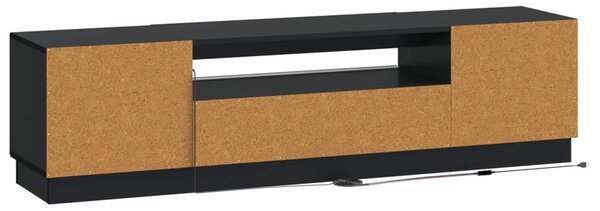 LED TV szekrény Fekete Szerelt Fa