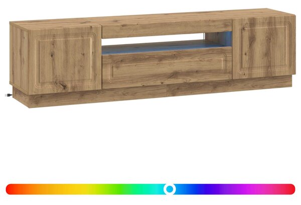 LED TV szekrény Kézműves Tölgy Szerelt Fa