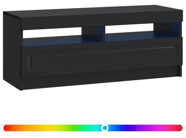 LED TV szekrény Fekete Szerelt Fa