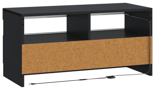 LED TV szekrény Fekete Szerelt Fa