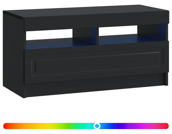 LED TV szekrény Fekete Szerelt Fa