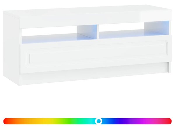 LED TV szekrény Magasfényű Fehér Szerelt Fa