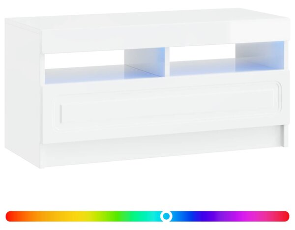 LED TV szekrény Magasfényű Fehér Szerelt Fa