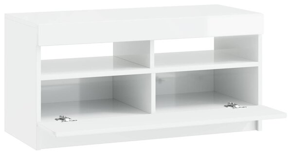LED TV szekrény Magasfényű Fehér Szerelt Fa