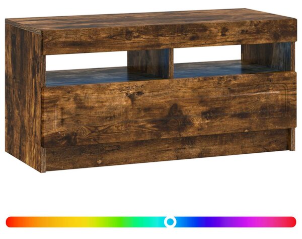 LED TV szekrény Füstös Tölgy Szerelt Fa