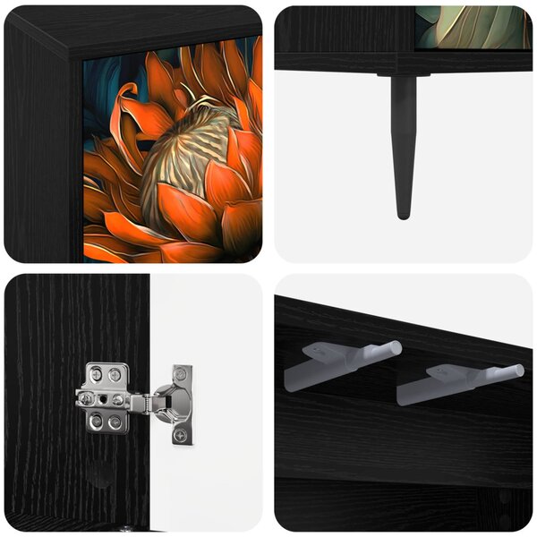 TV szekrény LOCHEM 69 x 33 x 50,5 cm Fekete Tölgy Szerelt Fa