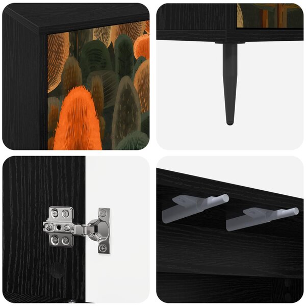 TV szekrény ZAANDAM 69 x 33 x 50,5 cm Fekete Tölgy Szerelt Fa