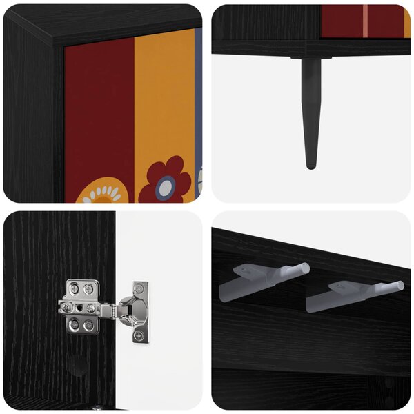 TV szekrény ESSEN 69 x 33 x 50,5 cm Fekete Tölgy Szerelt Fa
