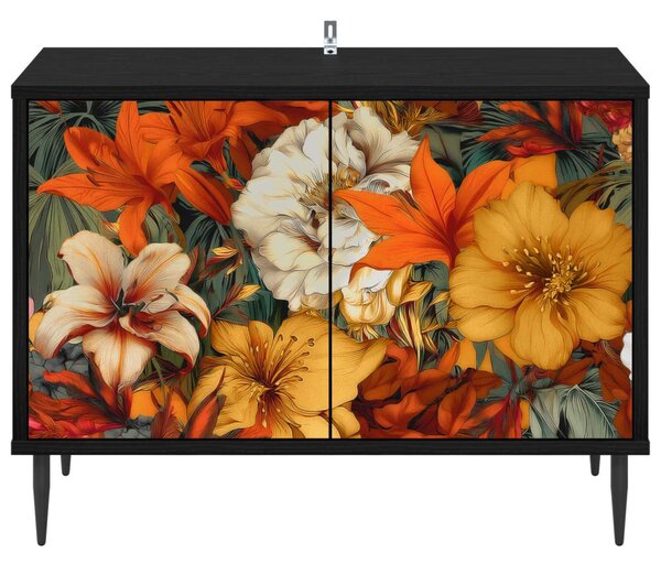 TV szekrény GENNEP 69 x 33 x 50,5 cm Fekete Tölgy Szerelt Fa