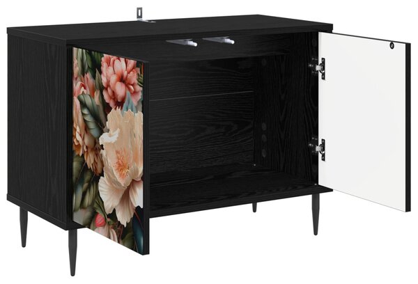 TV szekrény BORNE 69 x 33 x 50,5 cm Fekete Tölgy Szerelt Fa