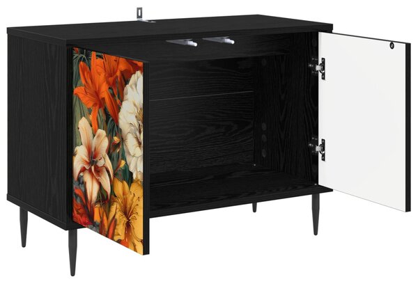 TV szekrény GENNEP 69 x 33 x 50,5 cm Fekete Tölgy Szerelt Fa