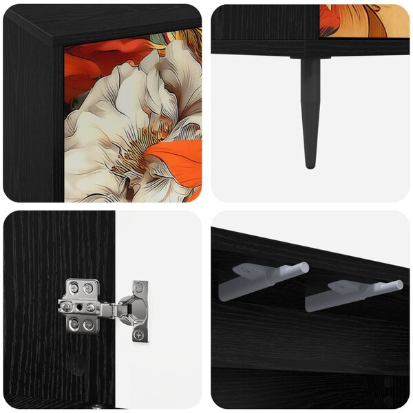 TV szekrény GENNEP 69 x 33 x 50,5 cm Fekete Tölgy Szerelt Fa