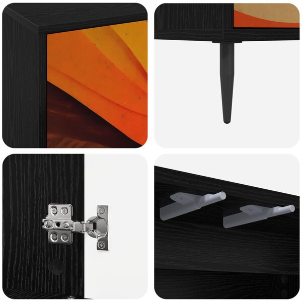 TV szekrény BONN 69 x 33 x 50,5 cm Fekete Tölgy Szerelt Fa