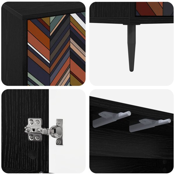 TV szekrény OMMEN 69 x 33 x 50,5 cm Fekete Tölgy Szerelt Fa