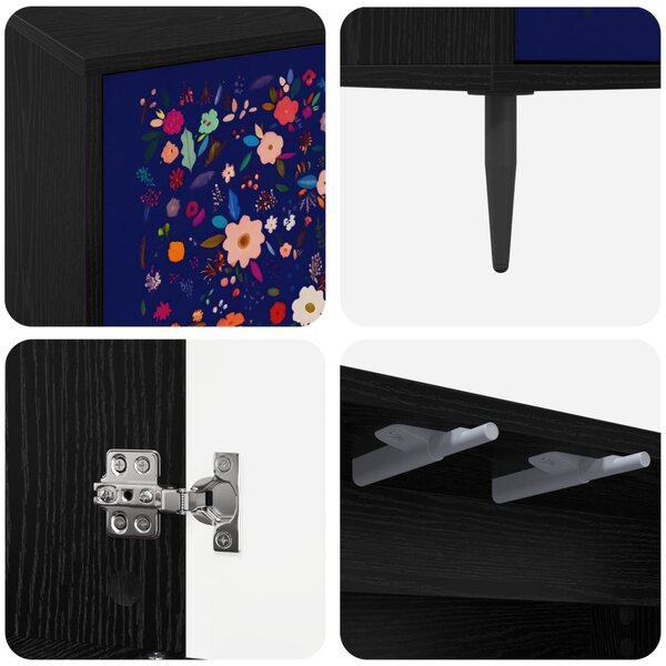 TV szekrény MAINZ 69 x 33 x 50,5 cm Fekete Tölgy Szerelt Fa