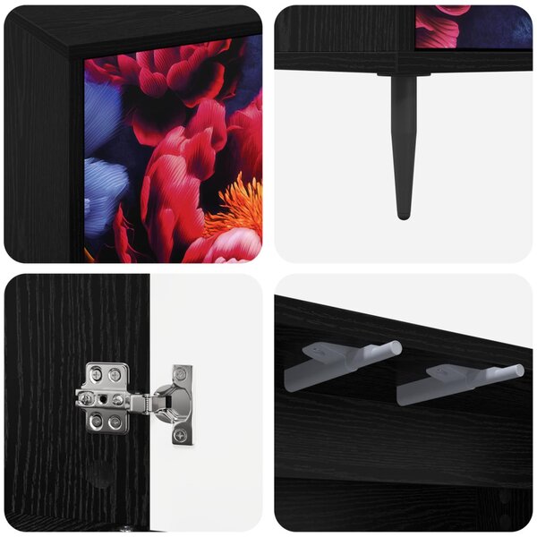 TV szekrény KIEL 69 x 33 x 50,5 cm Fekete Tölgy Szerelt Fa