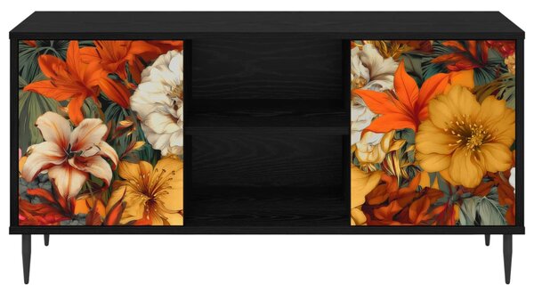 TV szekrény GENNEP 102 x 33 x 51 cm Fekete Tölgy Szerelt Fa