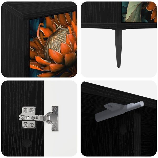 TV szekrény LOCHEM 102 x 33 x 51 cm Fekete Tölgy Szerelt Fa