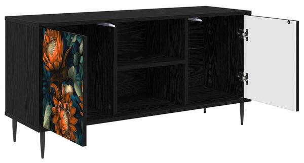 TV szekrény LOCHEM 102 x 33 x 51 cm Fekete Tölgy Szerelt Fa