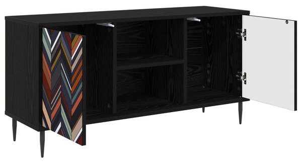 TV szekrény OMMEN 102 x 33 x 51 cm Fekete Tölgy Szerelt Fa