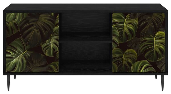TV szekrény ELBURG 102 x 33 x 51 cm Fekete Tölgy Szerelt Fa