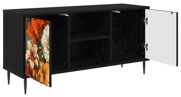 TV szekrény GENNEP 102 x 33 x 51 cm Fekete Tölgy Szerelt Fa