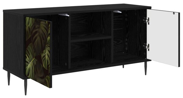 TV szekrény ELBURG 102 x 33 x 51 cm Fekete Tölgy Szerelt Fa